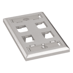 Placa de Pared Vertical, de Acero Inoxidable, Salida Para 4 Puertos Mini-Com, Con Espacios Para Etiquetas
