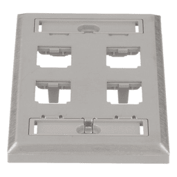 Placa de Pared Vertical, de Acero Inoxidable, Salida Para 4 Puertos Mini-Com, Con Espacios Para Etiquetas