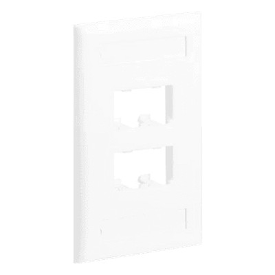 Placa de Pared Vertical Clásica, Salida Para 4 Puertos Mini-Com, Con Espacios Para Etiquetas, Color Blanco