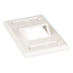 Placa de Pared Vertical Clásica, Salida Para 2 Puertos Mini-Com Inclinados, Con Espacios Para Etiquetas, Color Blanco Mate