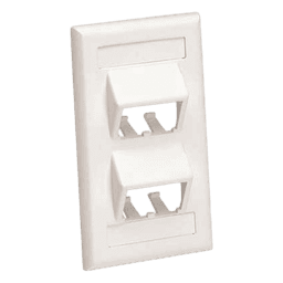 Placa de Pared Vertical Clásica, Salida Para 4 Puertos Mini-Com Inclinados, Con Espacios Para Etiquetas, Color Blanco Mate