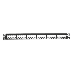 Panel de Parcheo Modular Mini-Com (Sin Conectores), Plano, Totalmente Blindado, de 24 Puertos, 1UR