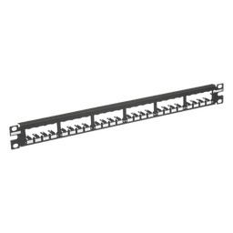 Panel de Parcheo Modular Mini-Com (Sin Conectores), Plano, Totalmente Blindado, de 24 Puertos, 1UR