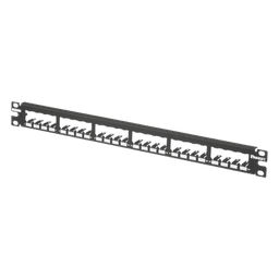 Panel de Parcheo Modular Mini-Com (Sin Conectores), Plano, Totalmente Blindado, de 24 Puertos, 1UR