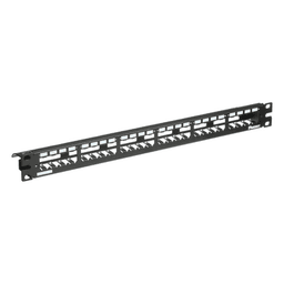 Panel de Parcheo Modular Mini-Com (Sin Conectores), Plano, Totalmente Blindado, de 24 Puertos, 1UR