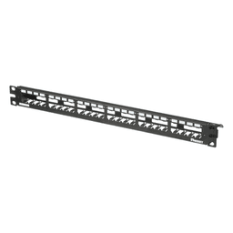 Panel de Parcheo Modular Mini-Com (Sin Conectores), Plano, Totalmente Blindado, de 24 Puertos, 1UR