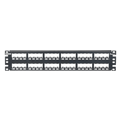 Panel de Parcheo Modular Mini-Com (Sin Conectores), Plano, Totalmente Blindado, de 48 Puertos, 2UR