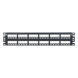 Panel de Parcheo Modular Mini-Com (Sin Conectores), Plano, Totalmente Blindado, de 48 Puertos, 2UR