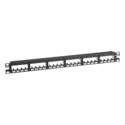 Panel de Parcheo Modular Mini-Com (Sin Conectores), Plano de Instalación al Ras, Sin Blindaje, de 24 Puertos, 1UR