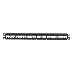Panel de Parcheo Modular Mini-Com (Sin Conectores), Plano, Sin Blindaje, Con Etiqueta y Cubierta, de 24 Puertos, 1UR
