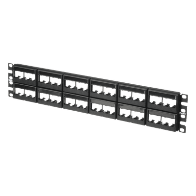 Panel de Parcheo Modular Mini-Com (Sin Conectores), Plano, Sin Blindaje, Con Etiqueta y Cubierta, de 48 Puertos, 2UR