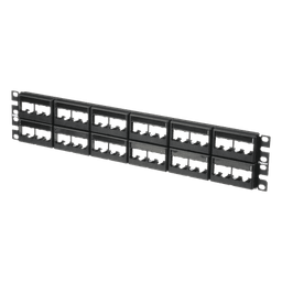 Panel de Parcheo Modular Mini-Com (Sin Conectores), Plano, Sin Blindaje, Con Etiqueta y Cubierta, de 48 Puertos, 2UR
