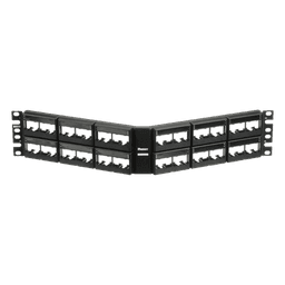 Panel de Parcheo Modular Mini-Com (Sin Conectores), Angulado, Sin Blindaje, Con Etiqueta y Cubierta, de 48 Puertos, 2UR