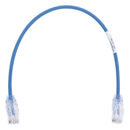 Cable de Parcheo TX6, UTP Cat6, Diámetro Reducido (28AWG), Color Azul, 0.3 Metros (1 Pie)