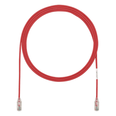Cable de Parcheo TX6, UTP Cat6, Diámetro Reducido (28AWG), Color Rojo, 2.13 Metros (7 Pies)