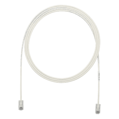 Cable de Parcheo UTP Cat6A, CM/LSZH, Diámetro Reducido (28AWG), Color Blanco Mate, 1.52 Metros (5 Pies)