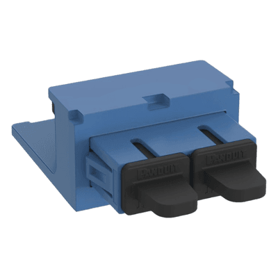 Módulo Acoplador SC Duplex, para Fibra Óptica Monomodo OS1/OS2, Tipo Mini-Com, Color Azul