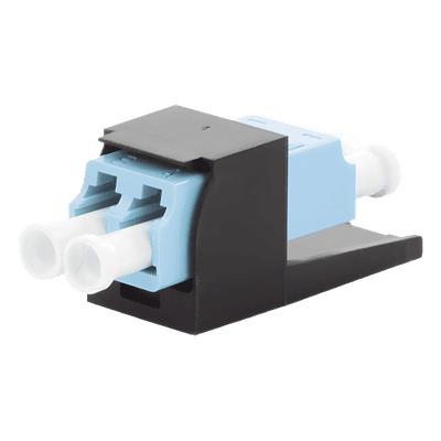 Módulo Acoplador LC Duplex, para Fibra Óptica Multimodo OM3/OM4, Tipo Mini-Com, Color Aqua