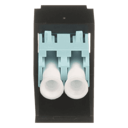 Módulo Acoplador LC Duplex, para Fibra Óptica Multimodo OM3/OM4, Tipo Mini-Com, Color Aqua