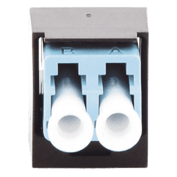 Módulo Acoplador LC Duplex, para Fibra Óptica Multimodo OM3/OM4, Tipo Mini-Com, Color Aqua