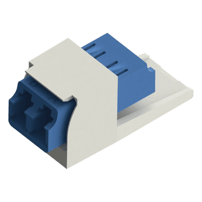 Módulo Acoplador LC Duplex, para Fibra Óptica Monomodo OS1/OS2, Tipo Mini-Com, Color Blanco Mate