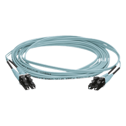 Jumper de Fibra Optica Multimodo 50/125 OM4, LC-LC Duplex, OFNR (Riser), Color Aqua, 9 Metros (29.53 Pies)