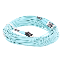 Jumper de Fibra Óptica / Multimodo OM4 50/125 / LC-LC Dúplex / OFNR Riser / 20 m (65.62 pies) / Color Aqua