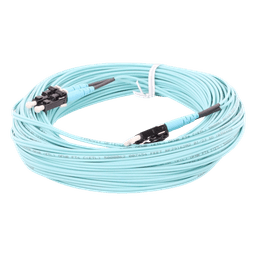 Jumper de Fibra Óptica / Multimodo OM4 50/125 / LC-LC Dúplex / OFNR Riser / 20 m (65.62 pies) / Color Aqua