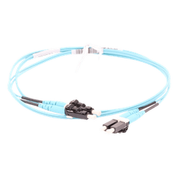 Jumper de Fibra Optica Multimodo 50/125 OM3, LC-LC Duplex, OFNR (Riser), Color Aqua, 2 Metros (6.56 Pies)
