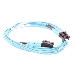 Jumper de Fibra Optica Multimodo 50/125 OM3, LC-LC Duplex, OFNR (Riser), Color Aqua, 2 Metros (6.56 Pies)