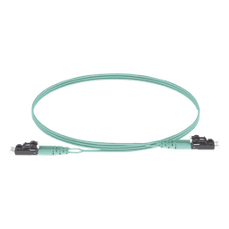 Jumper de Fibra Optica Multimodo 50/125 OM3, LC-LC Duplex, OFNR (Riser), Color Aqua, 5 Metros (16.40 Pies)