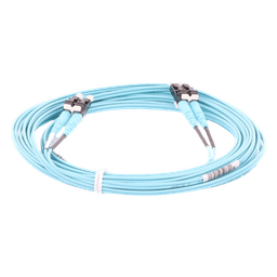 Jumper de Fibra Optica Multimodo 50/125 OM3, LC-LC Duplex, OFNR (Riser), Color Aqua, 5 Metros (16.40 Pies)