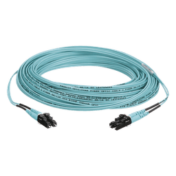 Jumper de Fibra Optica Multimodo 50/125 OM3, LC-LC Duplex, OFNR (Riser), Color Aqua, 10 Metros (32.81 Pies)