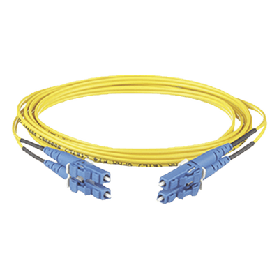 Jumper de Fibra Optica Monomodo 9/125 OS2, LC-LC Duplex, OFNR (Riser), Color Amarillo, 10 Metros (32.81 Pies)