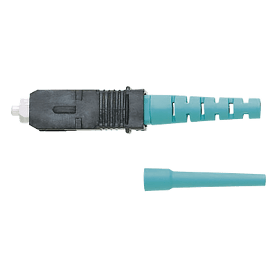 Conector de Fibra Óptica SC Simplex OptiCam, Multimodo 50/125 OM3/OM4, Pre-pulido, Color Aqua