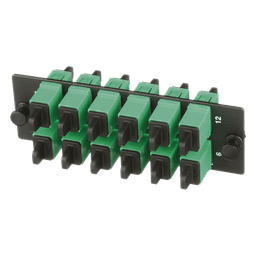 Placa Acopladora de Fibra Optica FAP, Con 12 Conectores SC/APC (12 Fibras), Para Fibra Monomodo OS1/OS2, Color Verde