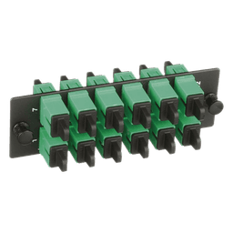 Placa Acopladora de Fibra Optica FAP, Con 12 Conectores SC/APC (12 Fibras), Para Fibra Monomodo OS1/OS2, Color Verde