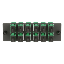 Placa Acopladora de Fibra Optica FAP, Con 12 Conectores SC/APC (12 Fibras), Para Fibra Monomodo OS1/OS2, Color Verde