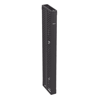 Organizador Vertical PatchRunner™, Doble (Frontal y Posterior), Para Rack Abierto de 45 Unidades, 6in de Ancho, Color Negro