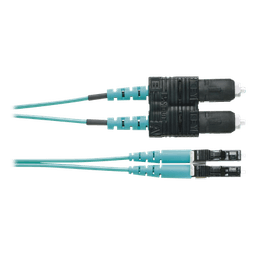 Jumper de Fibra Optica Multimodo 50/125 OM4, LC-SC Duplex, OFNR (Riser), Color Aqua, 3 Metros (9.84 Pies)