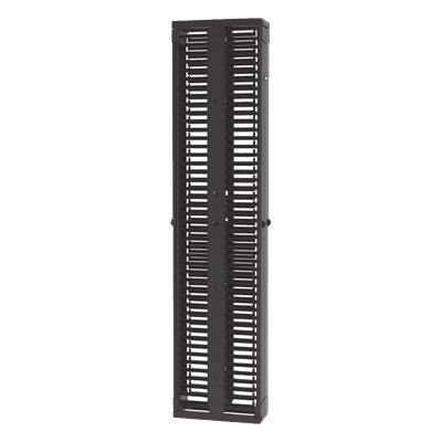 Organizador Vertical PatchRunner™, Doble (Frontal y Posterior), Para Rack Abierto de 45 Unidades, 8in de Ancho, Color Negro