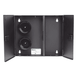 Caja de Conexión de Fibra Óptica, Para Montaje en Pared, Acepta 2 Placas FAP o FMP, Hasta 48 Fibras, Color Negro