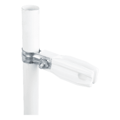 Aislador de Paso o Esquina Blanco con Abrazadera / 33-38 mm / Resina Virgen 100% / Anti-Arqueo / Tubería de Malla Ciclónica