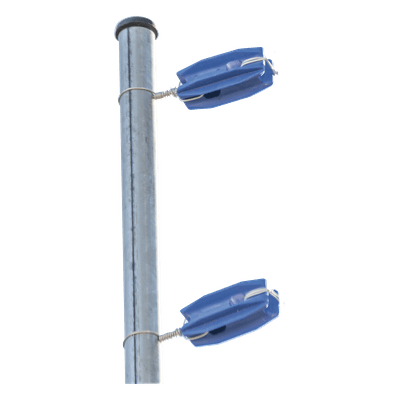 Aislador Azul de Esquina para Cercos Eléctricos / 18 kV / Resinas Vírgenes / Resistencia 7.5-10.2 kg / Anti UV / 66 mm x 31.6 mm