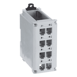 Panel de Parcheo Modular para Cobre, Blindado, de Instalación en Riel DIN Estándar de 35 mm (1.38 pulgadas), 8 Puertos Mini-Com, Color Gris