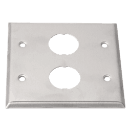 Placa de Pared Doble IndustrialNet?, Para 2 Conectores Industriales, de Acero Inoxidable