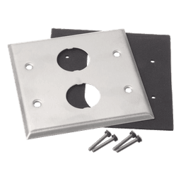 Placa de Pared Doble IndustrialNet?, Para 2 Conectores Industriales, de Acero Inoxidable