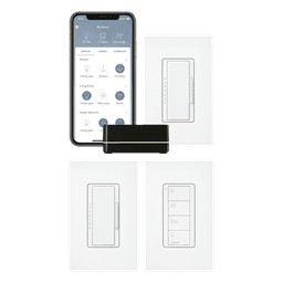 Kit de inicio RA2 Select con repetidor principal, 2 atenuadores de pared, control Pico con adaptador de pared y 3 placas de pared, para control inteligente de iluminación