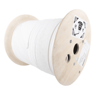 Bobina de Cable Blindado S/FTP de 4 Pares, Cat7, Inmune a Ruido e Interferencias, LSZH (Bajo Humo, Cero Halógenos), Color Blanco, Bobina de 500 Metros (1640 Pies)