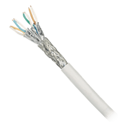 Bobina de Cable Blindado S/FTP de 4 Pares, Cat7, Inmune a Ruido e Interferencias, LSZH (Bajo Humo, Cero Halógenos), Color Blanco, Bobina de 500 Metros (1640 Pies)